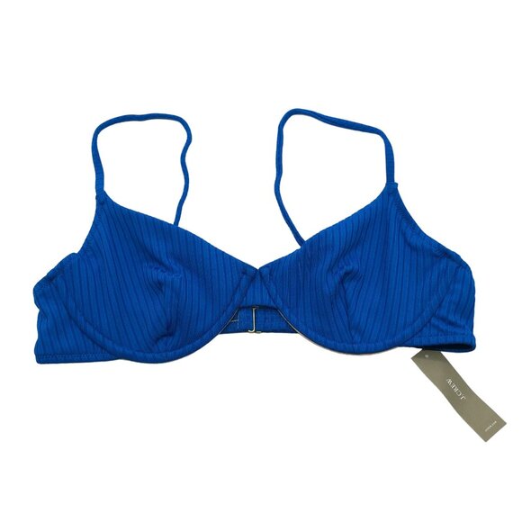 J Crew Wide-Rib French Bikini Top Underwire Blue 38C - Picture 1 of 5